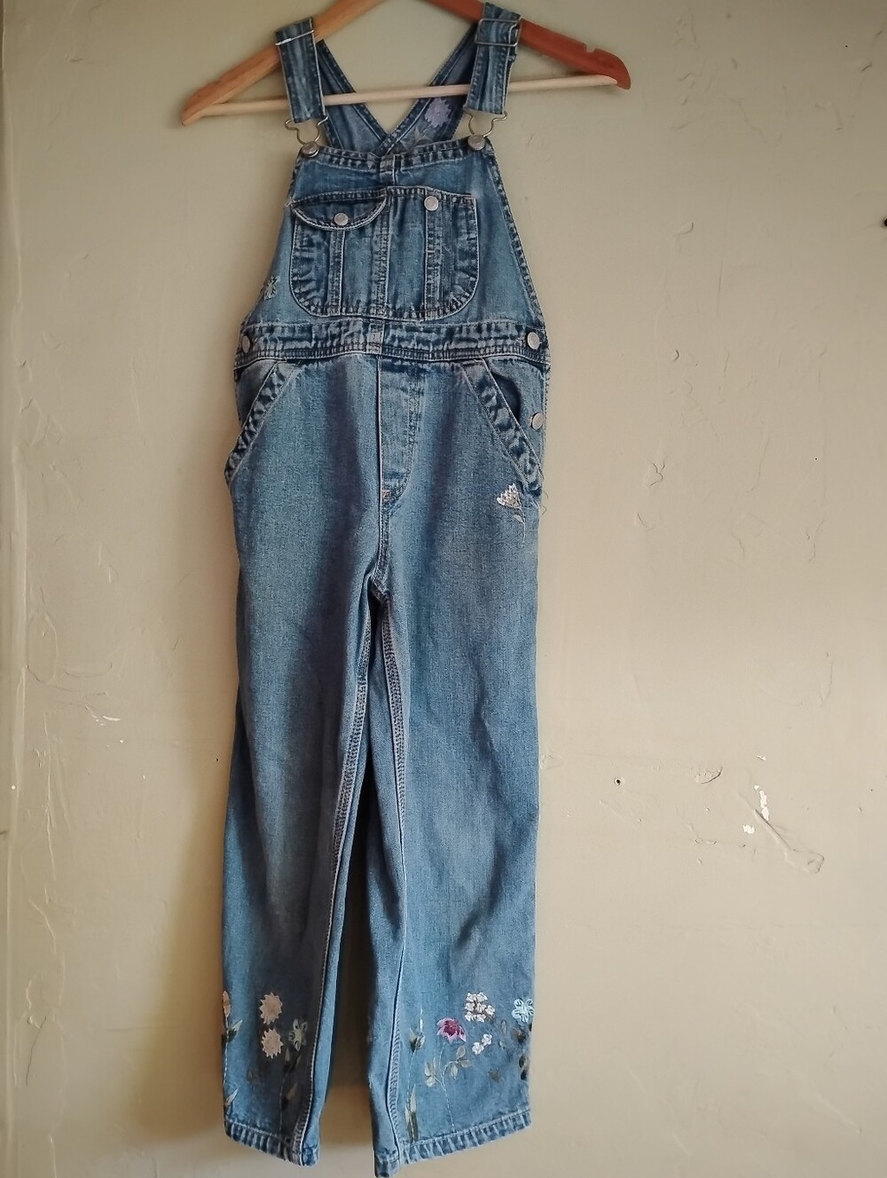 GAP Girls S Flower Floral Overalls Blue Long